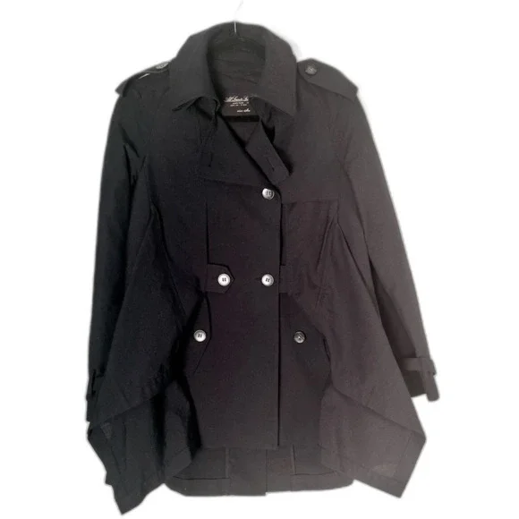 All Saints Trench Coat Black Mabli Mac Wool Jacket - Good Used Condition Size 6 - Picture 2 of 9